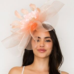 Beloved Millinery Beautiful Peach Fascinator 3PC Kentucky Derby Tea Bridal NWT